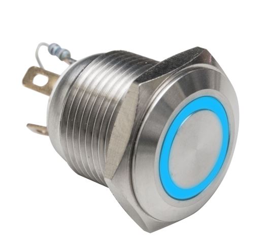 IK-PB-16B Világitó nyomógomb, kék LED, IP65